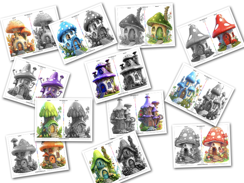 Cognitie verbetering "Kabouter huis" 12 Coloured templates